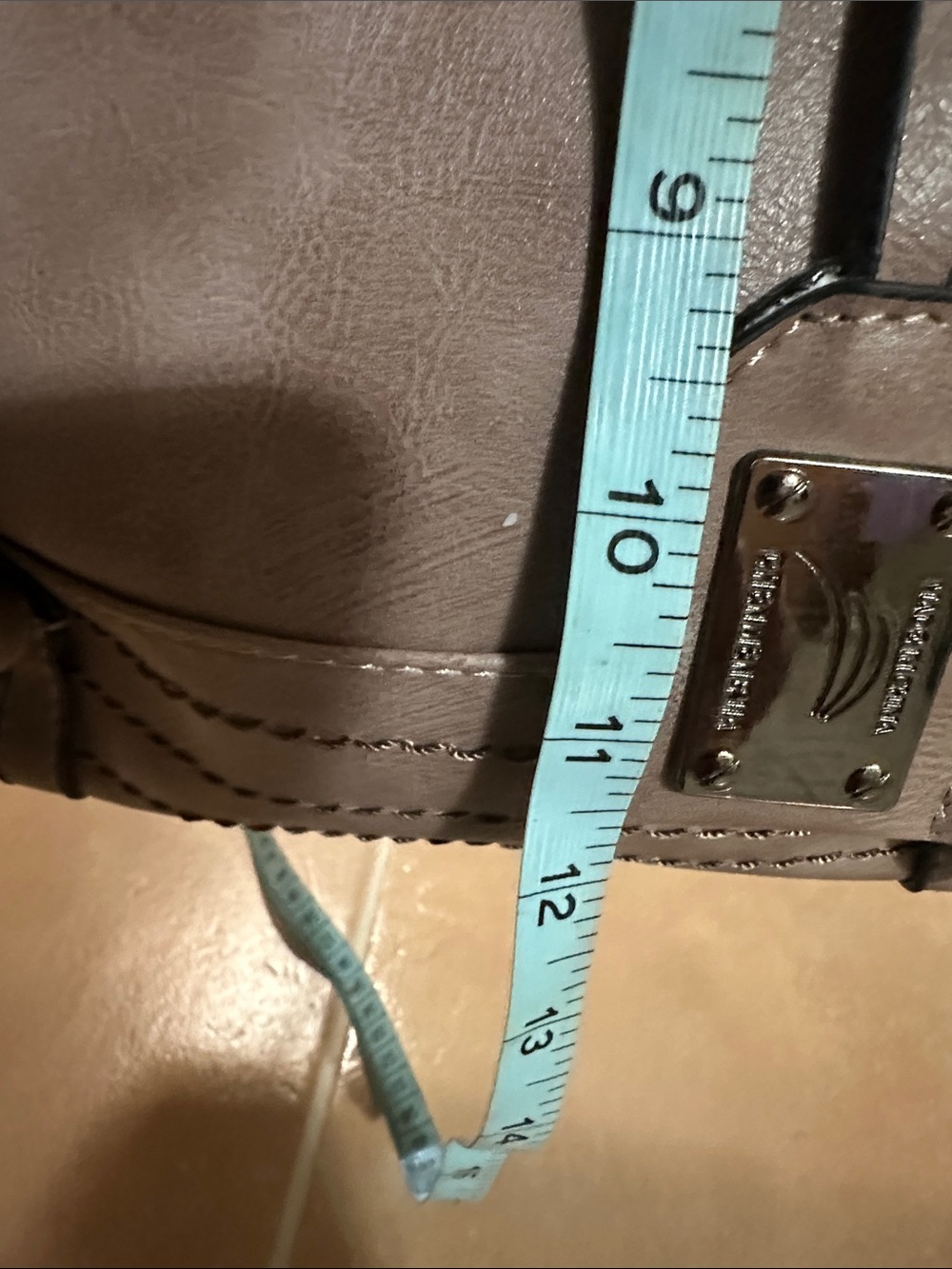Taupe Structured Boston Satchel Handbag with Detachable Strap - Picture 14 of 14